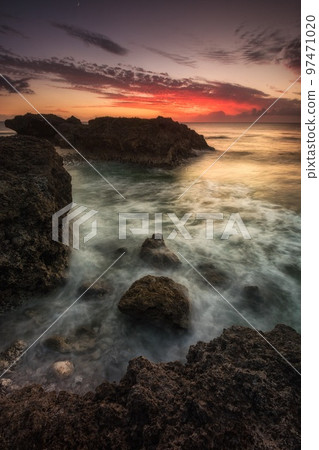 Okinawa west coast dramatic sunset 97471020