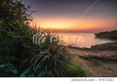 Okinawa west coast dramatic sunset 97471021