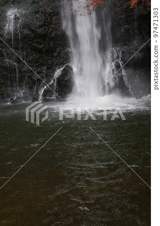 Autumnal leaves and Minoo waterfall 97471303