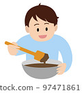 男孩製作巧克力的插圖 97471861