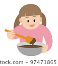 一個女孩製作巧克力的插圖 97471865