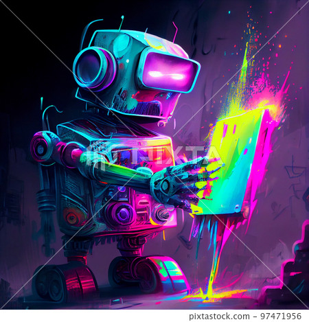Futuristic robot, artificial inteligence making an image. 97471956