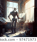 Artificial Inteligence, humaniod robot creating images, futuristic concept. 97471973