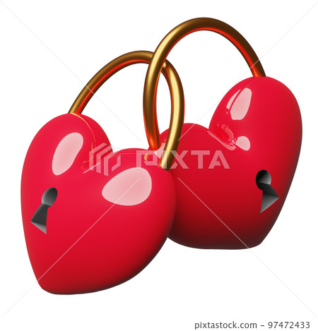 Heart shaped padlocks isolated. valentine's day concept, minimal abstract, 3d illustration or 3d render Heart shaped padlocks isolated. valentine's day concept, minimal abstract, 3d illustration or 3d render 97472433