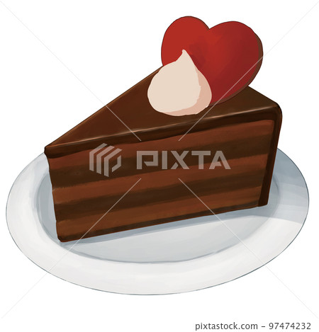Chocolate cake with hearts and cream 97474232