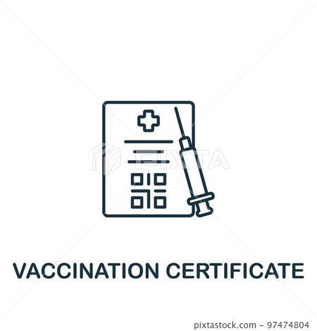 Vaccination Certificate icon. Monochrome simple New Normality icon for templates, web design and infographics Vaccination Certificate icon. Monochrome simple New Normality icon for templates, web design and infographics 97474804