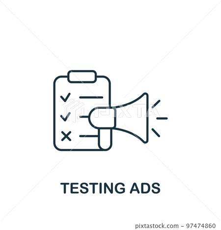 Testing Ads icon. Monochrome simple Neuromarketing icon for templates, web design and infographics Testing Ads icon. Monochrome simple Neuromarketing icon for templates, web design and infographics 97474860