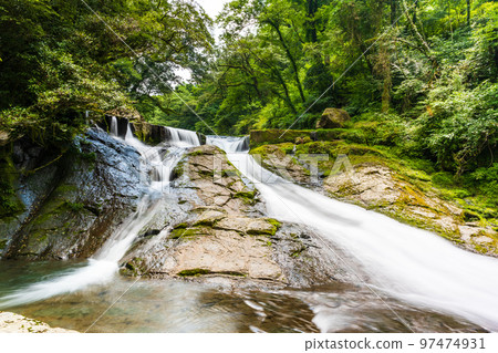Reimei no Taki 美麗的溪流，山谷，清流的夏日風光``旅遊景點：菊池溪谷' 日本熊本縣菊池市 97474931