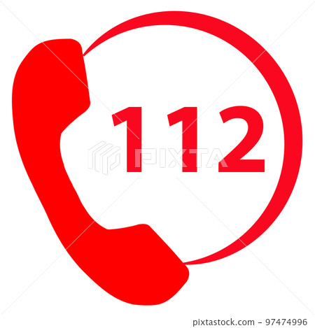 112 Emergency Call Number. Emergency call sign. flat style. 97474996