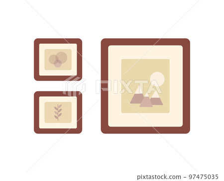 Pictures in frames on white background. Home interior concept 97475035