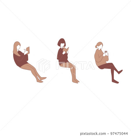 一組坐在咖啡館裡的 3 名婦女 一組坐在咖啡館裡的 3 名婦女 97475044