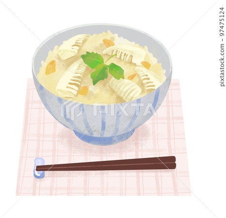 Illustration of rice with bamboo shoots 97475124