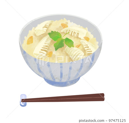 Illustration of rice with bamboo shoots 97475125