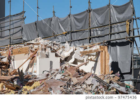 Housing demolition work Temporary enclosure and waste Housing demolition work Temporary enclosure and waste 97475436
