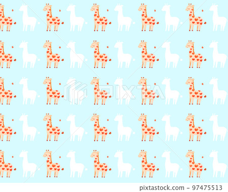 Heart-shaped giraffe pattern Heart-shaped giraffe pattern 97475513