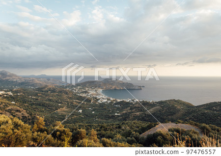 Mediterranean Sea And Rocky Coast Of Crete, Greece 97476557