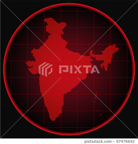 Vector map India on the radar screen 97476692
