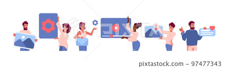 People Making Landing Page Or Application Isolated On White Background. Ui Ux Designers Character Develop Interface 97477343