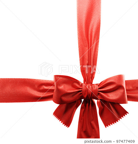 Red ribbon bow on white background. 3d Red ribbon bow on white background. 3d 97477409