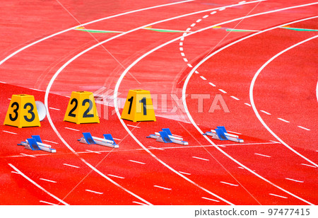 Athletics track stadium [Autumn image of sports] 97477415