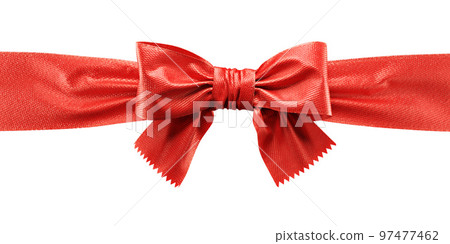 Red ribbon bow on white background. 3d 97477462