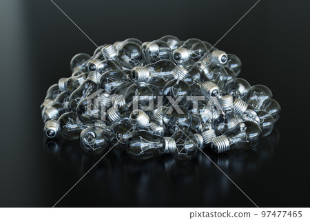 Heap of used old fashioned light bulbs Heap of used old fashioned light bulbs 97477465