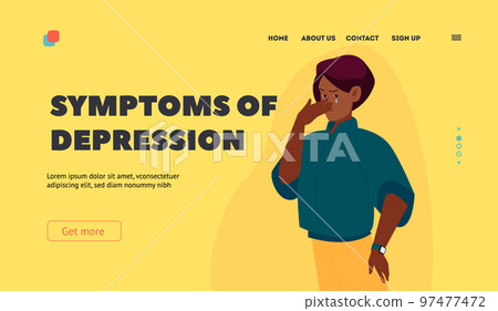 Symptoms of Depression Landing Page Template. Upset Girl in Bad Mood, Grief or Sadness. Unhappy Young Crying Woman Symptoms of Depression Landing Page Template. Upset Girl in Bad Mood, Grief or Sadness. Unhappy Young Crying Woman 97477472