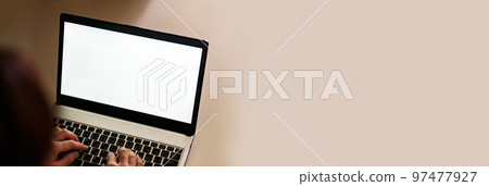 Notebook PC with blank screen and Japanese [ Image of PC work ] 97477927