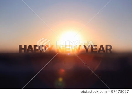 新年 燦爛的朝陽和日出 新年快樂 HAPPY NEW YEAR 97478037