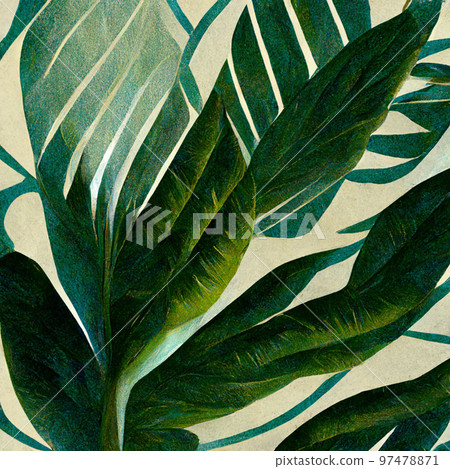 Nature view of green tropical plants leaves background. 97478871