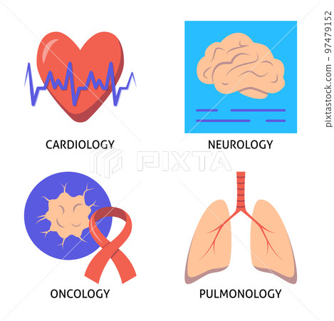 Medical specializations icon set in flat style 97479152