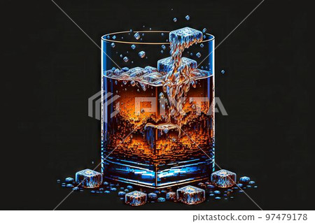 Shot of whiskey with splash, 8 bit style, clear style Shot of whiskey with splash, 8 bit style, clear style 97479178