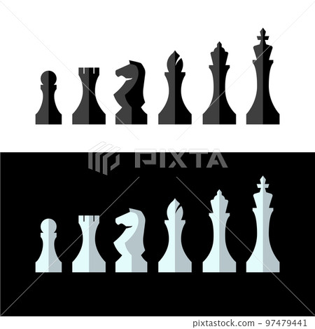 Collection of chess figures black and white background Collection of chess figures black and white background 97479441