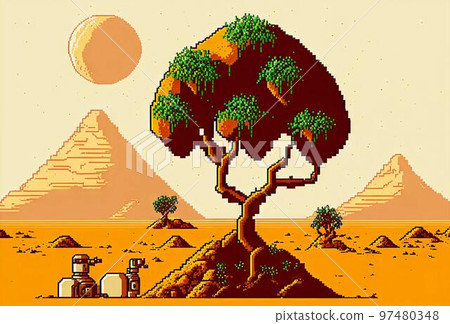 Fruit trees grow on Mars, 8 bit style, clear style Fruit trees grow on Mars, 8 bit style, clear style 97480348