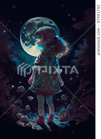 Abstract portrait of a little girl. Abstraction with a child. Generative AI Art 97481792