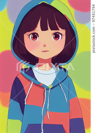 A fictional portrait of a creative child of a girl. A little fashionista. Generative AI Art A fictional portrait of a creative child of a girl. A little fashionista. Generative AI Art 97481794