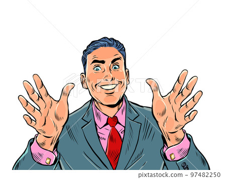 joy greeting man hugs, friendly meeting, good friend 97482250