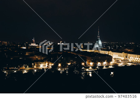 Night cityscape of Turin, Piemonte, Italy 97483516