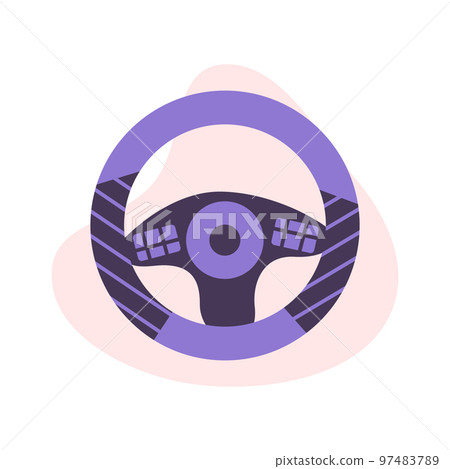 Steering Wheelflat vector modern flat illustration in trendy colors, isolated on a white background Steering Wheelflat vector modern flat illustration in trendy colors, isolated on a white background 97483789
