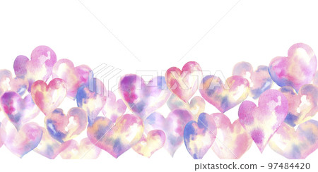 Light pink hearts horizontal seamless border, watercolor painting with copy space for decoration on Valentine's day or wedding. Light pink hearts horizontal seamless border, watercolor painting with copy space for decoration on Valentine's day or wedding. 97484420