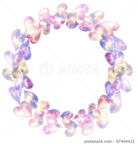 Light pink Hearts frame isolated on white background. Watercolor illustration. Abstract love for your Valentines Day greeting card design. 97484422