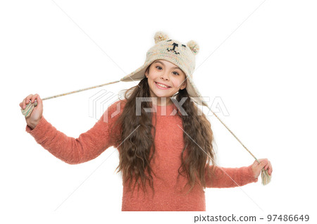 good mood in any weather. warm apparel for cold weather. childhood happiness and joy. knitwear fashion. happy little girl loves winter. finally winter holidays. enjoy christmas vacation good mood in any weather. warm apparel for cold weather. childhood happiness and joy. knitwear fashion. happy little girl loves winter. finally winter holidays. enjoy christmas vacation 97486649