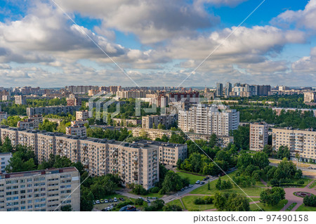 Residential area Saint Petersburg on a summer day. Residential area Saint Petersburg on a summer day. 97490158