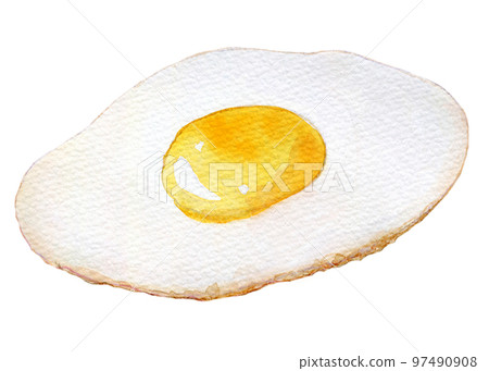 軟煮煎雞蛋水彩插圖 97490908
