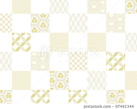 Japanese pattern and checkered pattern background - Stock Illustration ...