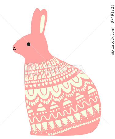 pink rabbit with white geometric pattern 97491829