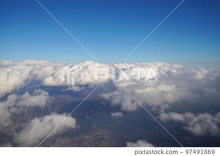 Clouds seen from the sky blue sky Clouds seen from the sky blue sky 97491869