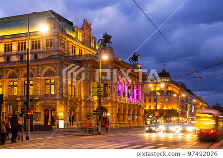 View of Opernring and Vienna State Opera in Vienna, Austria View of Opernring and Vienna State Opera in Vienna, Austria 97492076