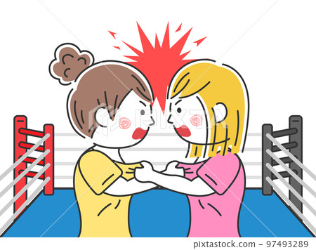 武術戒指上拿著項圈的女人插畫 97493289