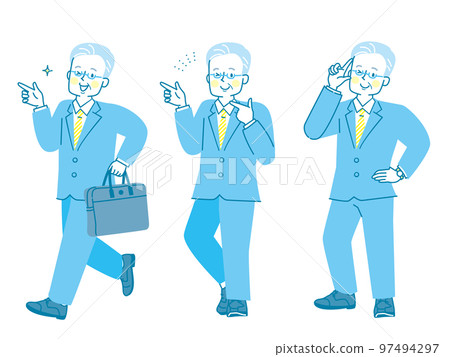 Male illustration set in a suit pointing 97494297
